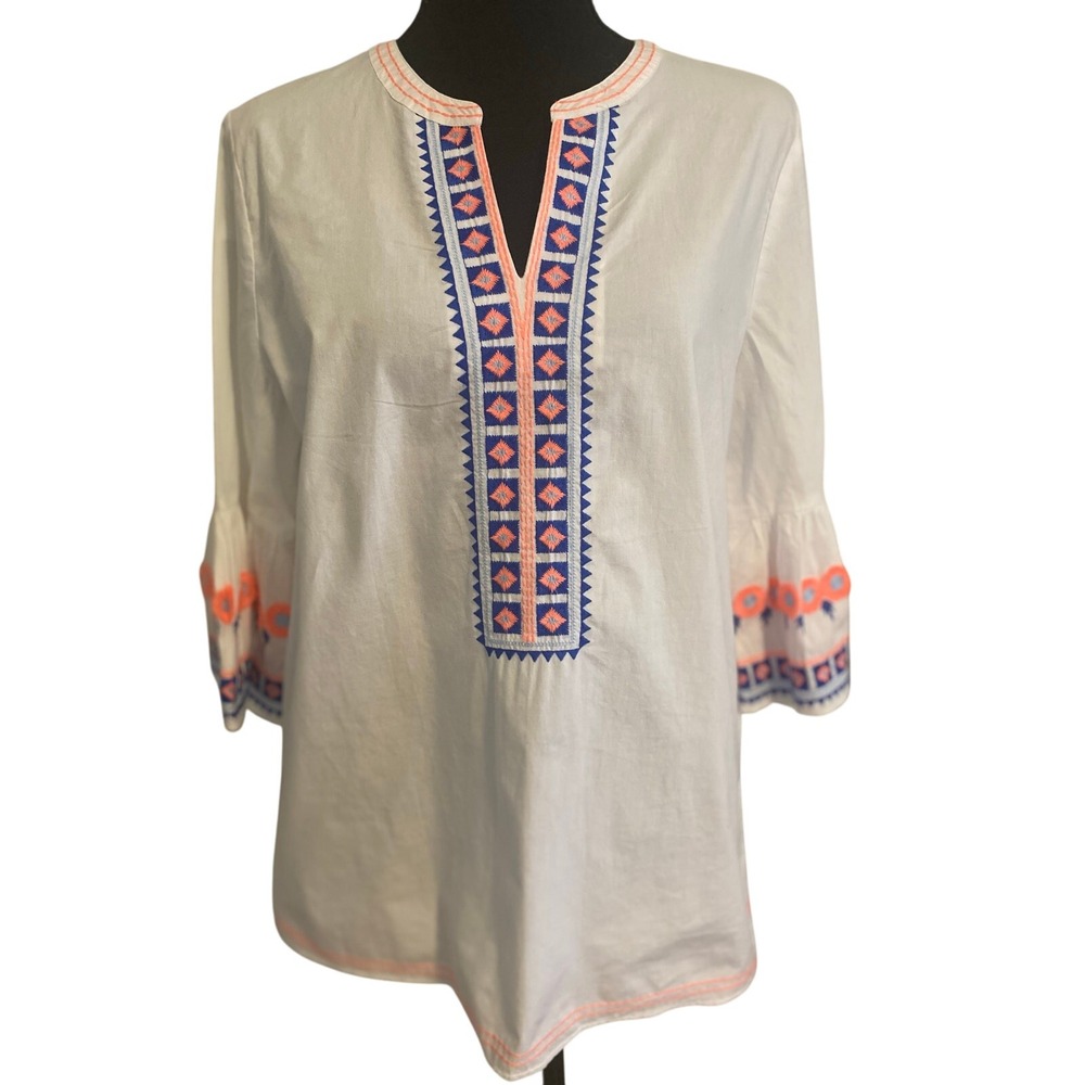 Lilly Pulitzer NWT‎ Rissa Tunic Embroidered Blouse Resort White Women's Size S